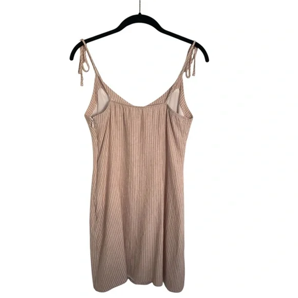 Abercrombie & Fitch Womens Size S Linen Blend Mini Summer Dress Tan Striped - Picture 6 of 11